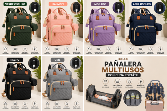 Bolso Pañalera Multiusos Con Cuna Portátil 💼👶